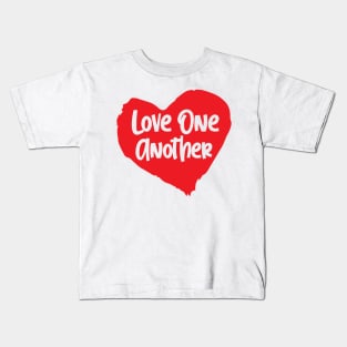 Love One Another 2 Red and White Kids T-Shirt